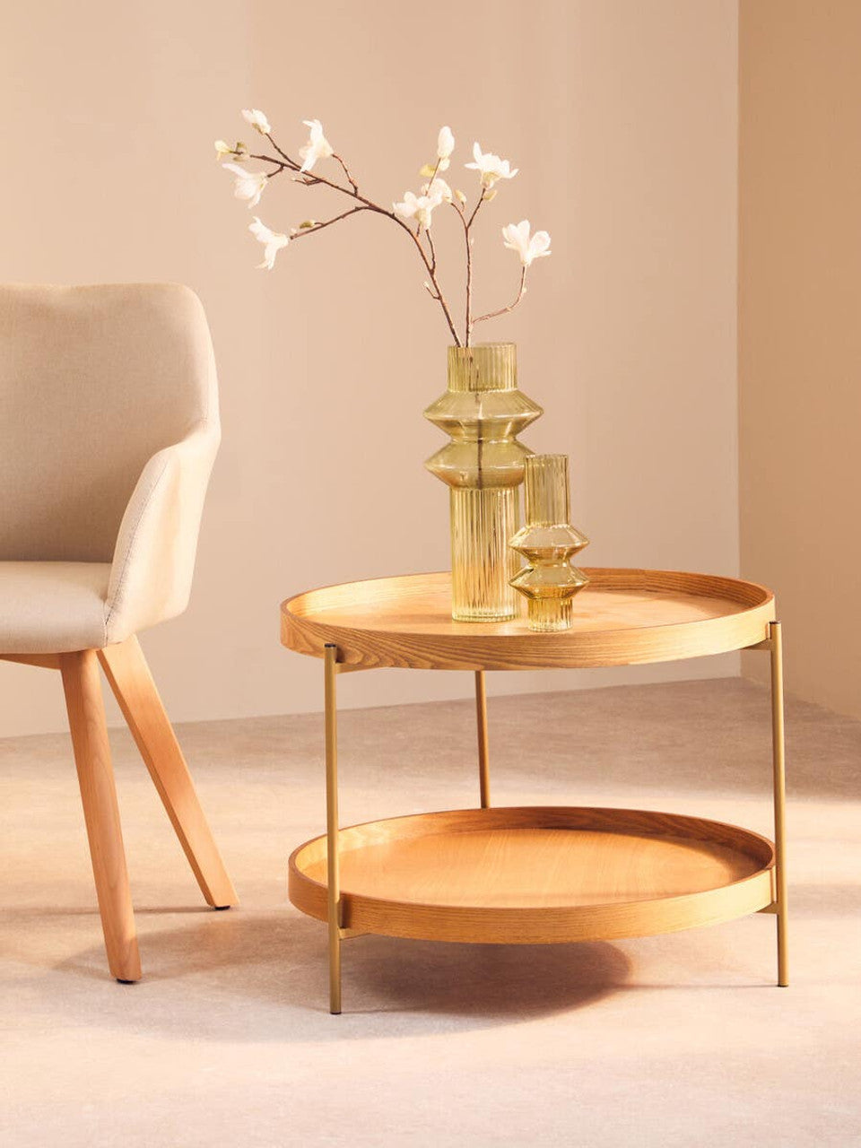 Two Tier Wooden Veneer Side Table