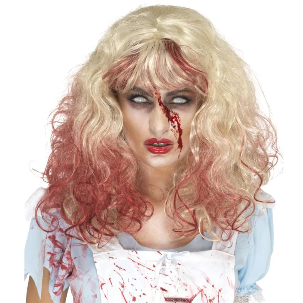 Halloween Blonde Bloody Zombie Wig