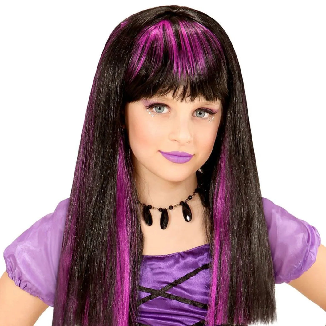 Fancy Dress Purple Streaked Wig - Child