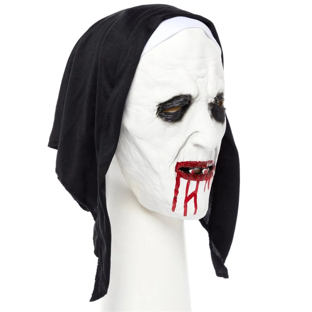 Halloween Nun Half Latex Mask & Headpiece