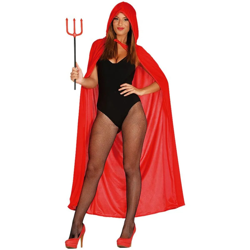 Fancy Dress Halloween Red Velvet Hooded Cape - Adult