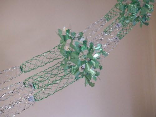 Green & Silver Foil Christmas Ceiling Decoration Garland 9ft