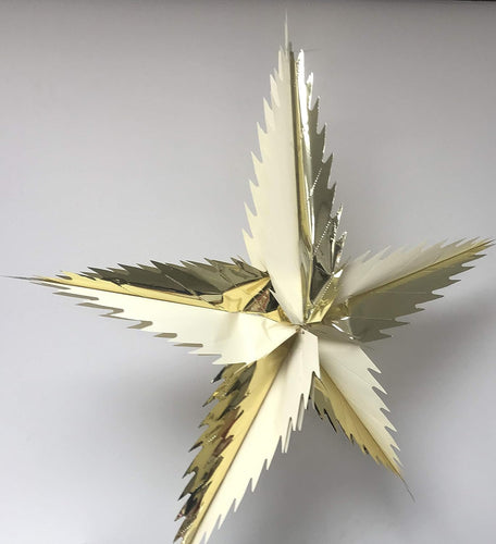 Cream & Gold Spiky Star Christmas Foil Ceiling Decoration