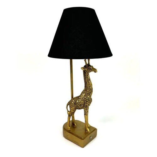 Antique Gold Giraffe Table Lamp With Black Shade