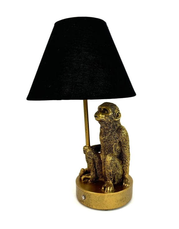 Antique Gold Monkey Lamp With Black Shade