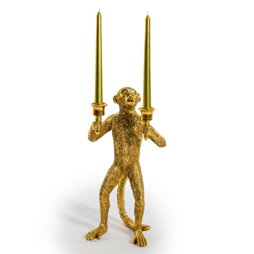 Antique Gold Standing Monkey Candelabra