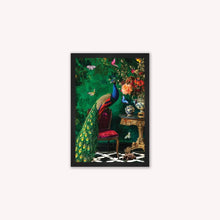 Load image into Gallery viewer, Luxury Velvet Art Print - Stately Home Curiosity Peacock Framed Wall Art
