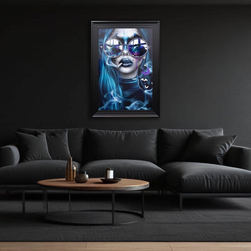 Bat Blue Pop Art Women Framed Wall Art