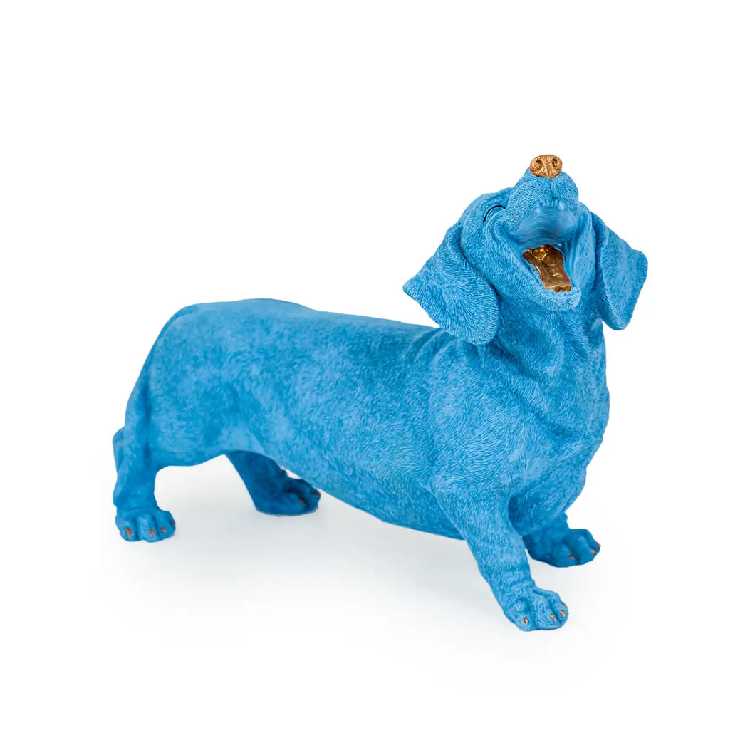 Blue Laughing Dachshund Figure