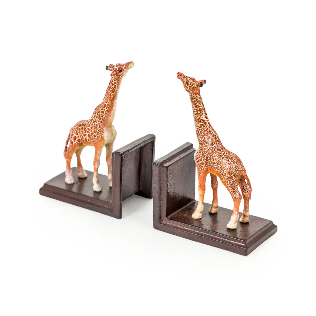 Cast Iron Antiqued Pair of Giraffe Bookends