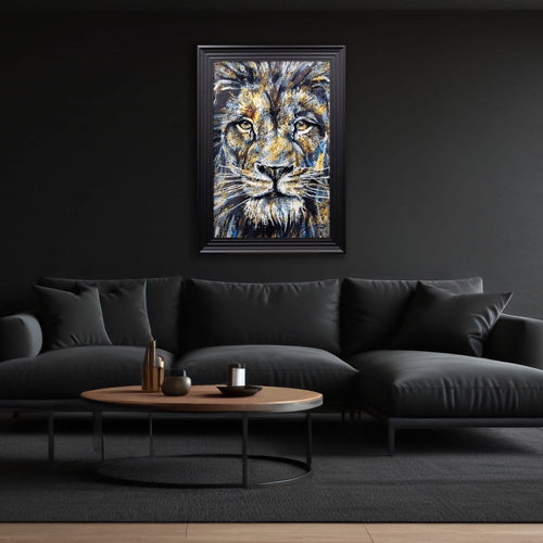 Close Up Of A Lion Framed Wall Art