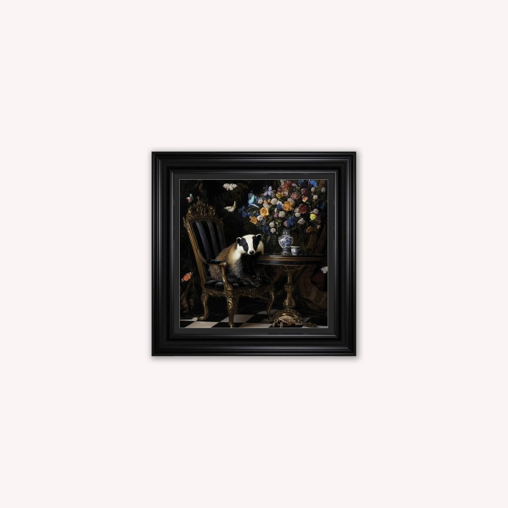Curiosity Badger at the Stately Home Framed Wall Art