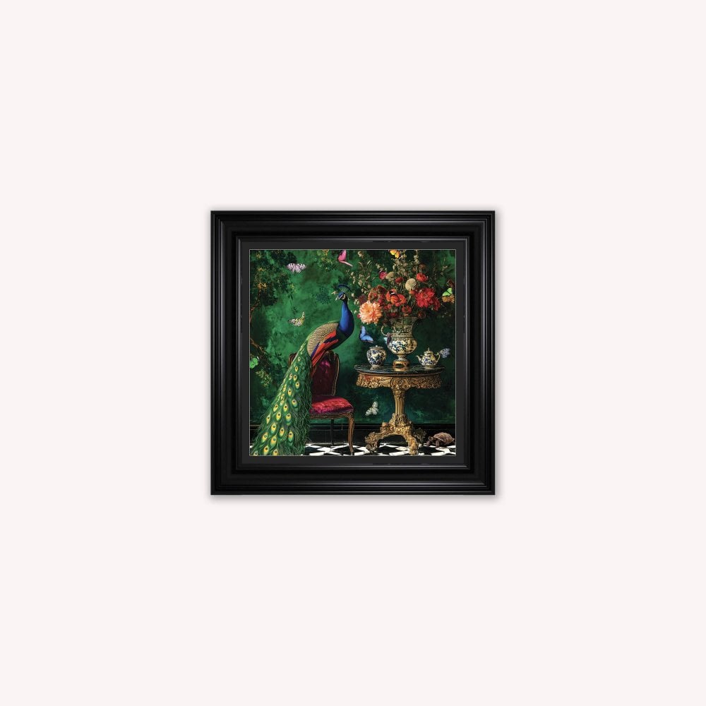 Curiosity Peacock at the Stately Home Framed Wall Art