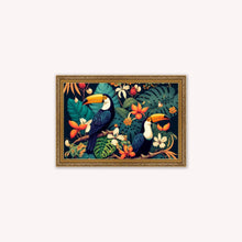 Load image into Gallery viewer, Luxury Velvet Art Print - Jungle Toucans Framed Wall Art
