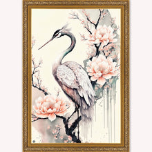 Load image into Gallery viewer, Luxury Velvet Art Print - Sakura Crane Framed Wall Art
