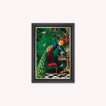 Load image into Gallery viewer, Luxury Velvet Art Print - Stately Home Curiosity Peacock Framed Wall Art
