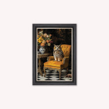 Load image into Gallery viewer, Luxury Velvet Art Print - Stately Home Curiosity Owl Framed Wall Art
