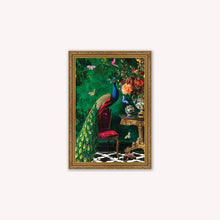 Load image into Gallery viewer, Luxury Velvet Art Print - Stately Home Curiosity Peacock Framed Wall Art
