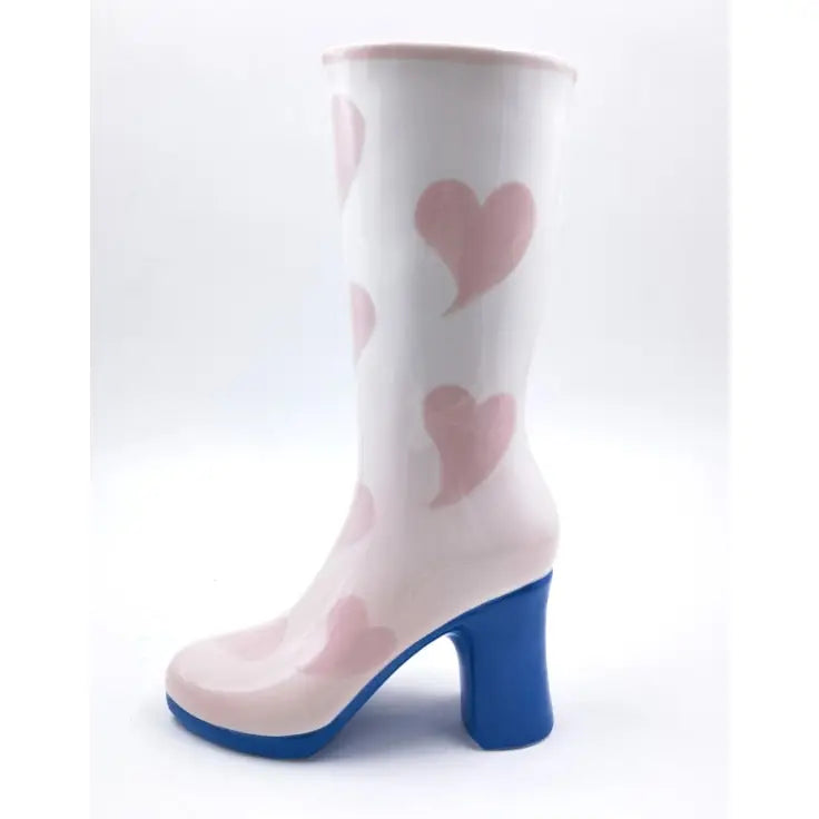 Large Hearts Heeled-Boot Ceramic Vase