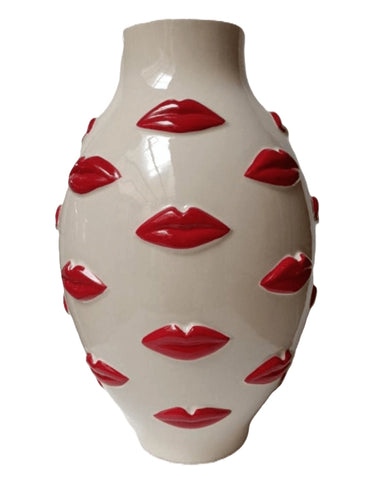 Large Multi Red Lips Vase