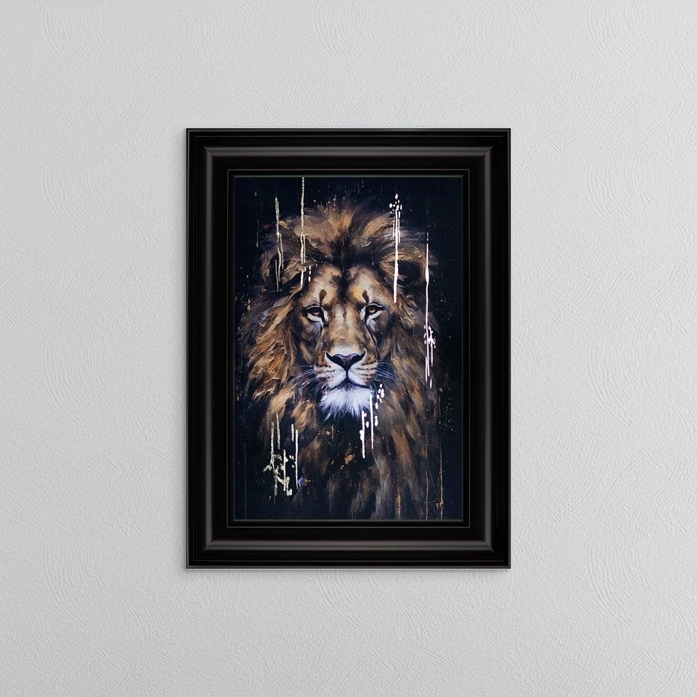 Leo Lion Gold Foil Embellished Framed Wall Art