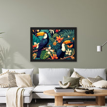 Load image into Gallery viewer, Luxury Velvet Art Print - Jungle Toucans Framed Wall Art
