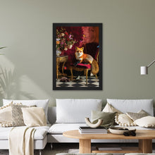 Load image into Gallery viewer, Luxury Velvet Art Print - Stately Home Curiosity Fox Framed Wall Art
