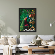 Load image into Gallery viewer, Luxury Velvet Art Print - Stately Home Curiosity Peacock Framed Wall Art

