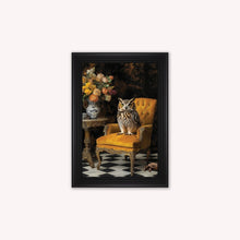 Load image into Gallery viewer, Luxury Velvet Art Print - Stately Home Curiosity Owl Framed Wall Art
