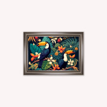Load image into Gallery viewer, Luxury Velvet Art Print - Jungle Toucans Framed Wall Art
