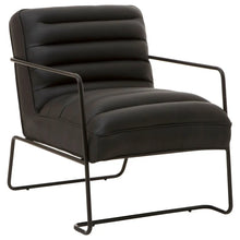 Load image into Gallery viewer, New Foundry Black Leather Effect Chair With Black Finish Metal Frame
