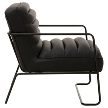 Load image into Gallery viewer, New Foundry Black Leather Effect Chair With Black Finish Metal Frame

