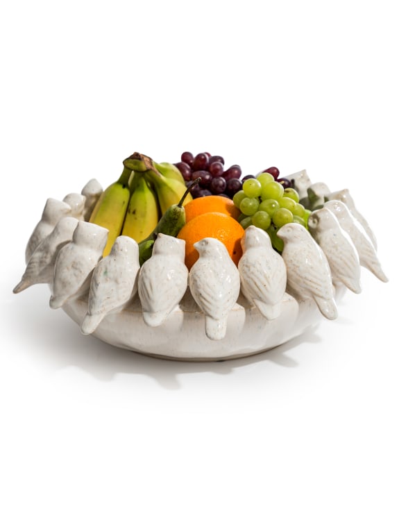 Oatmeal Ceramic Flock of Birds Bowl