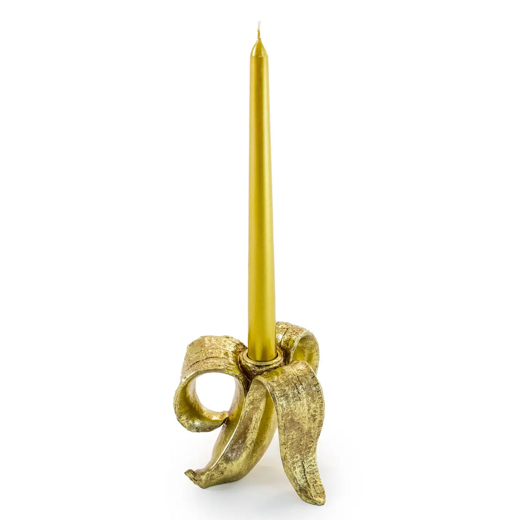 Peeled Antique Gold Glam Banana Candle Holder