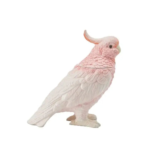 Pink & White Ceramic Parrot Storage Jar/Vase