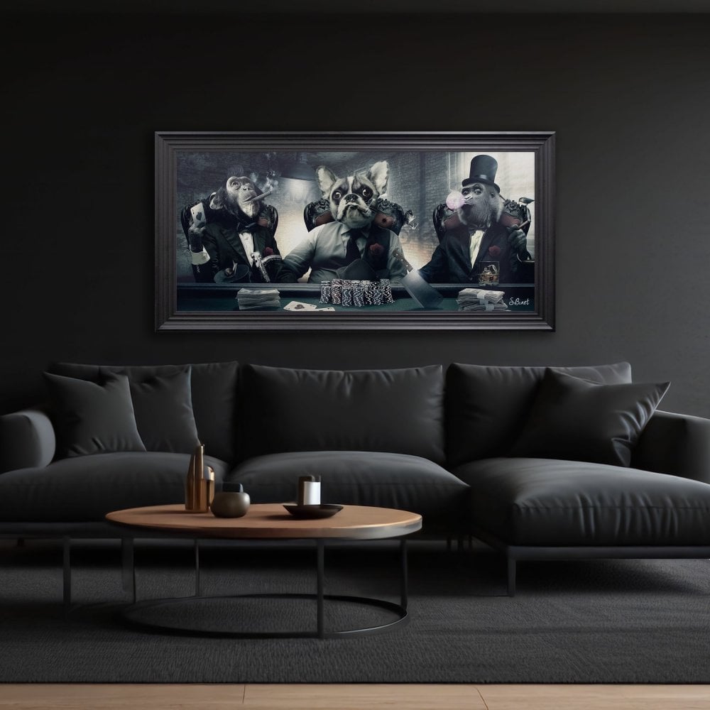 Trio Playing Poker By Sylvain Binet Framed Wall Art