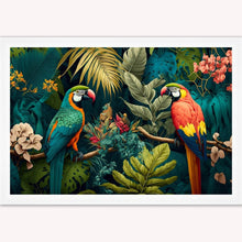 Load image into Gallery viewer, Luxury Velvet Art Print - Jungle Parrots Framed Wall Art
