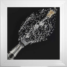 Load image into Gallery viewer, Popping Champagne Bottle On Black Background Framed Wall Art
