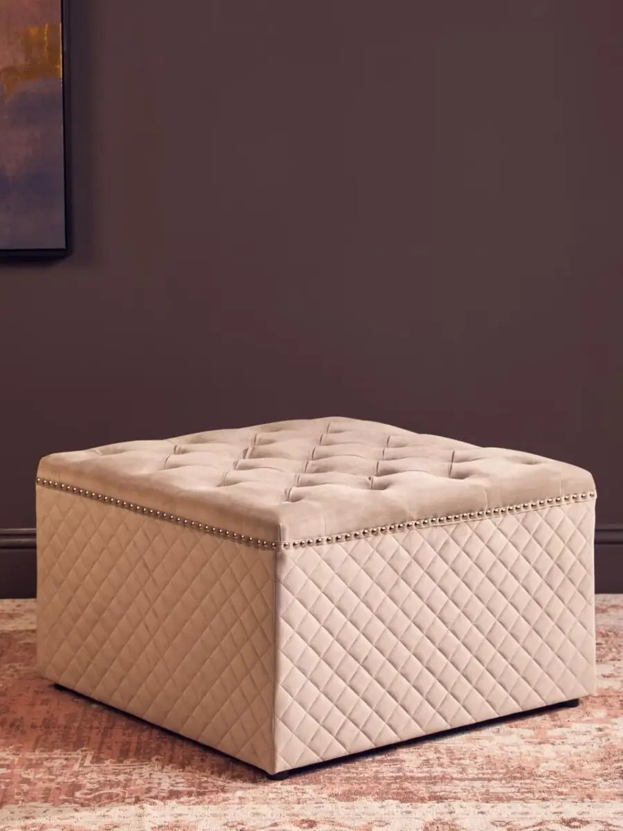 Zamora Square Mink Velvet Ottoman