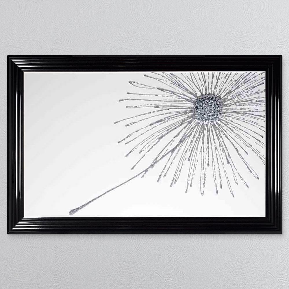 3D Silver Cluster Blowing Dandelion On White Background Framed Wall Art 114*74cm