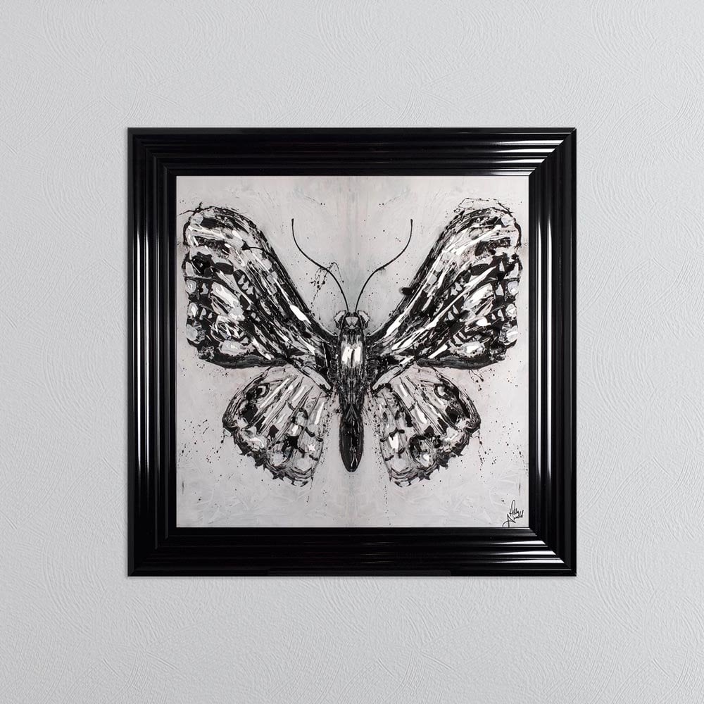 Abstract White Butterfly Framed Wall Art 75*75cm