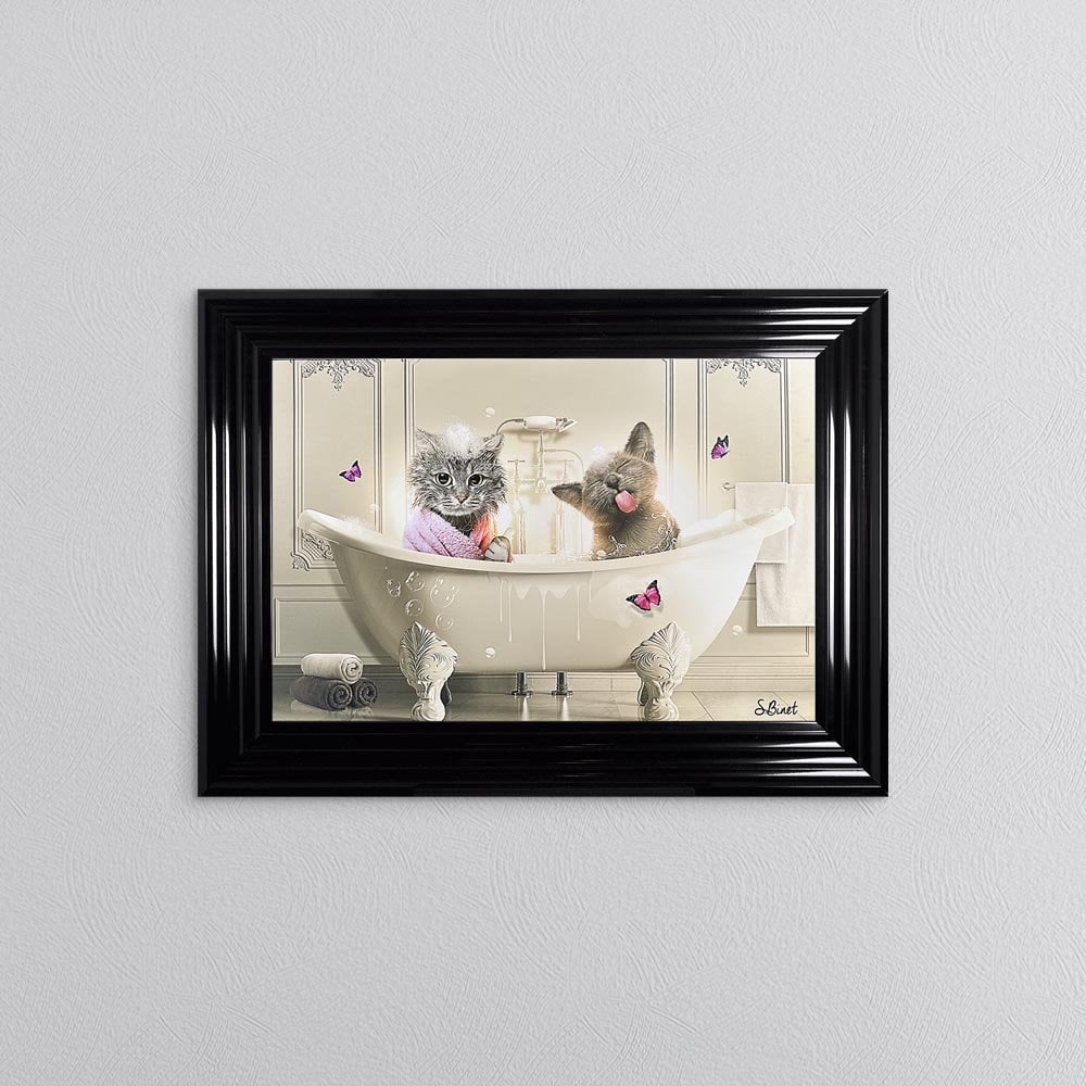 Cats In A Bath Framed Wall Art 55*75cm