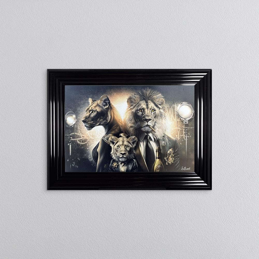 Gangster Lion Family Framed Wall Art 55*75cm