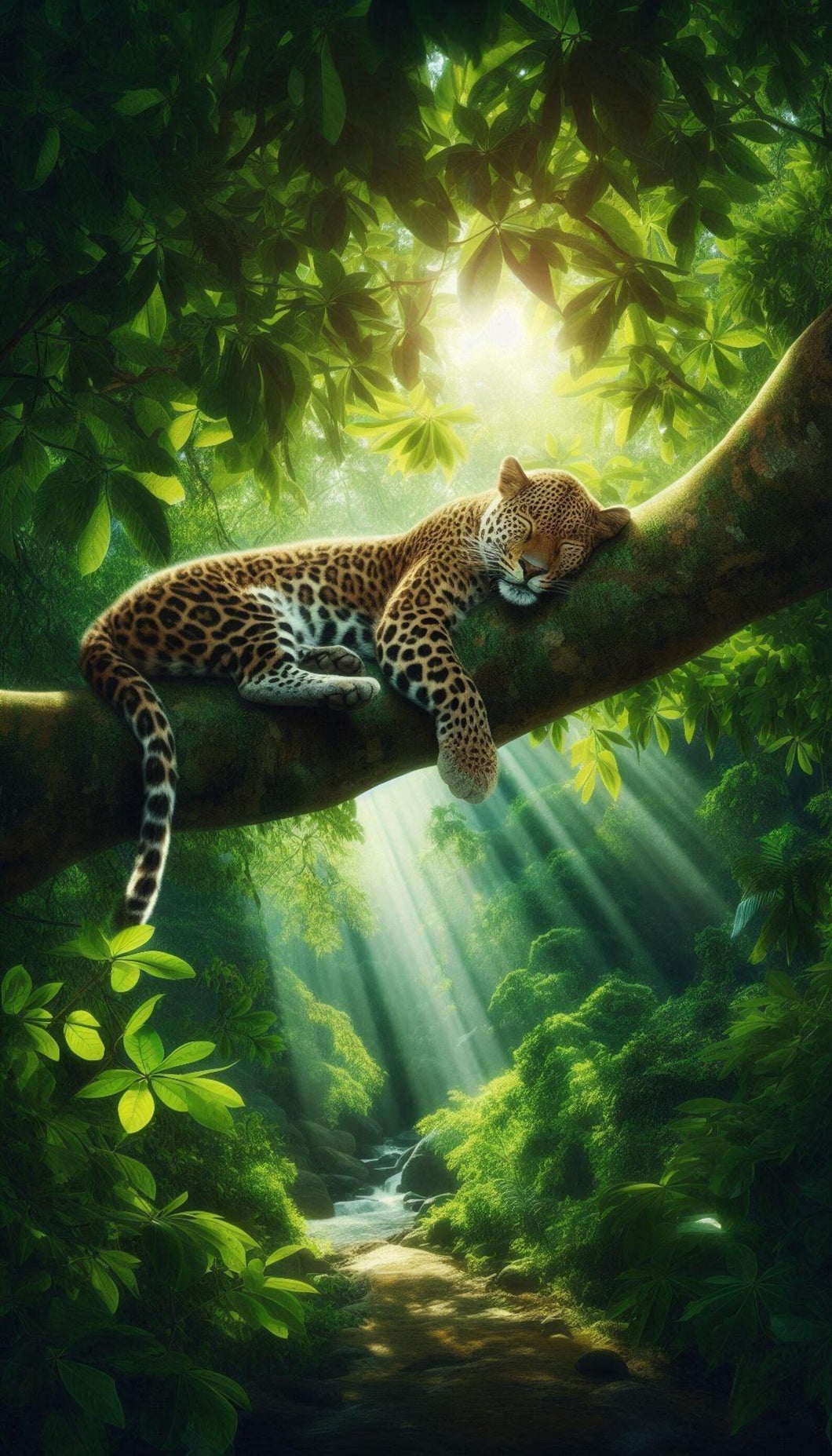 Peacefully Sleeping Leopard On A Branch Print