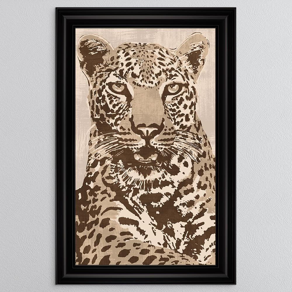 Textured Beige Leopard Framed Wall Art