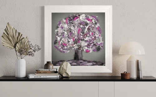 Pink Mystic Tree Framed Wall Art 75*75cm