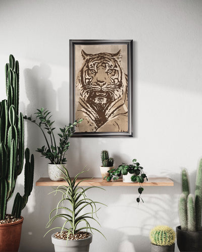 Textured Beige Tiger Framed Wall Art 114*74cm