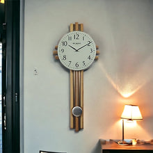 Load image into Gallery viewer, Contemporary 75cm Wood Cross Design Wall Clock with Pendulum 
