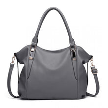 Load image into Gallery viewer, SOFT LEATHER LOOK SLOUCHY HOBO SHOULDER BAG - DARK GREY
