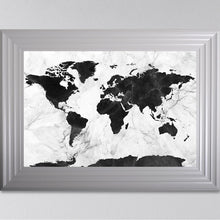 Load image into Gallery viewer, Black And White Marble Map Framed Art Work
